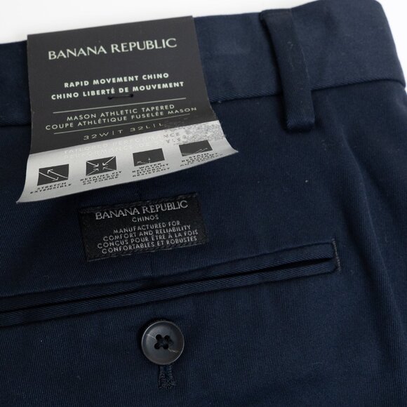 Banana Republic Mason Chino 32x32 Athletic Tapered Rapid Movement Pant Navy Blue - Picture 9 of 13